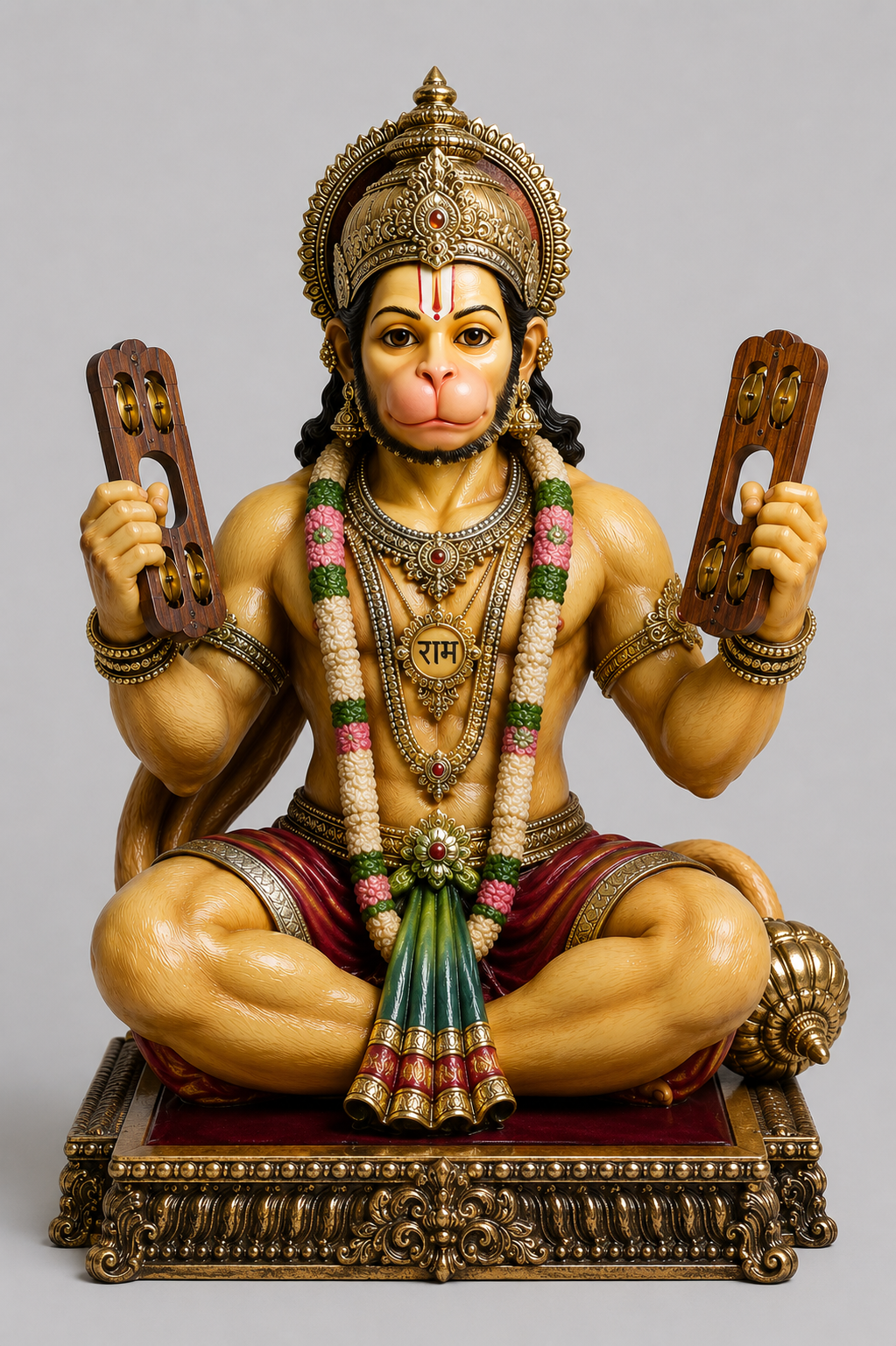 Hanuman Ji Playing Khadtal 3D Model (5 Inch)